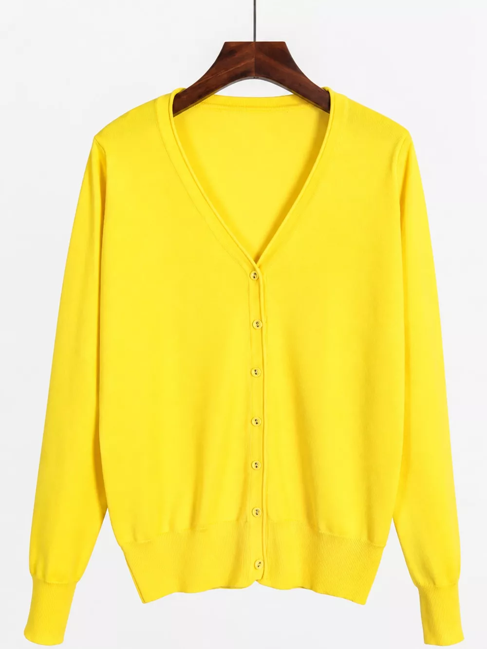 Classic V-Neck Button-Down Knit Cardigan, image 65