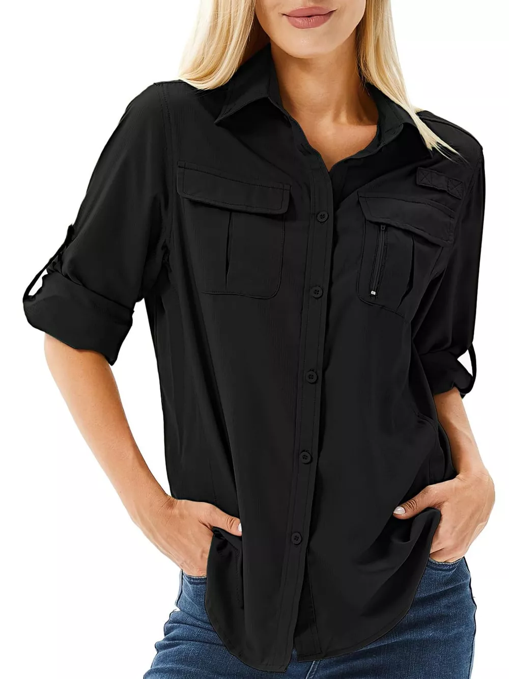Full Size Button-Down Roll-Up Sleeve Shirt Plus Size, image 21
