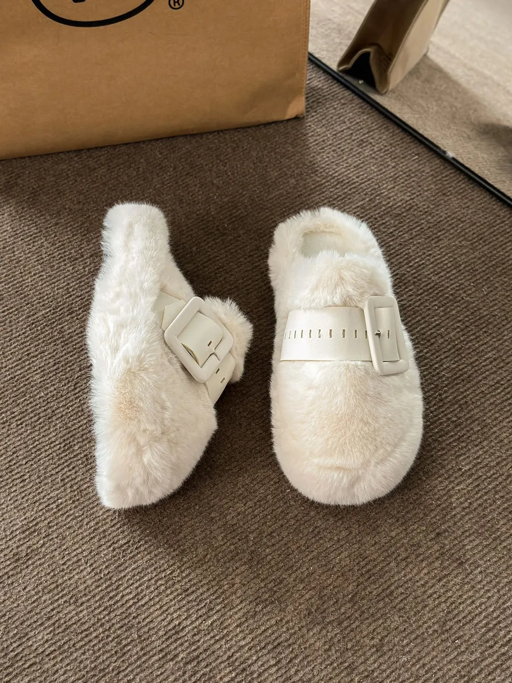 Faux Fur Buckle Slippers, image 7