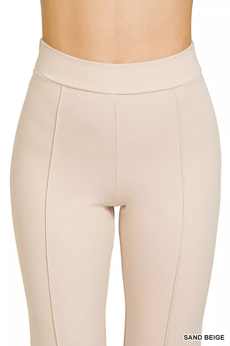 Heavy Ponte Elastic Waistband Pintuck Pants, image 4
