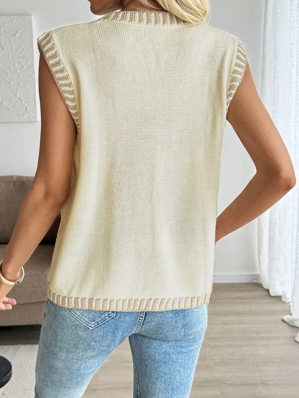 Button Up V-Neck Sweater Vest, image 10