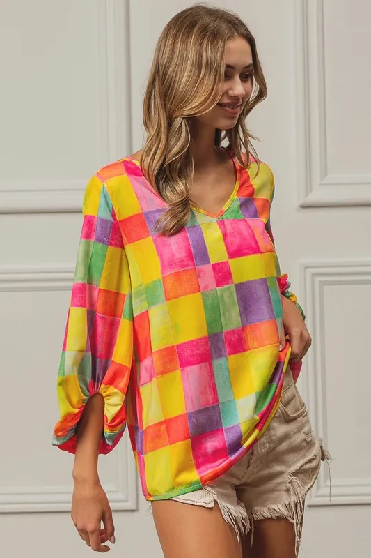 Multi Block Bubble Pop Ballon Top, image 8