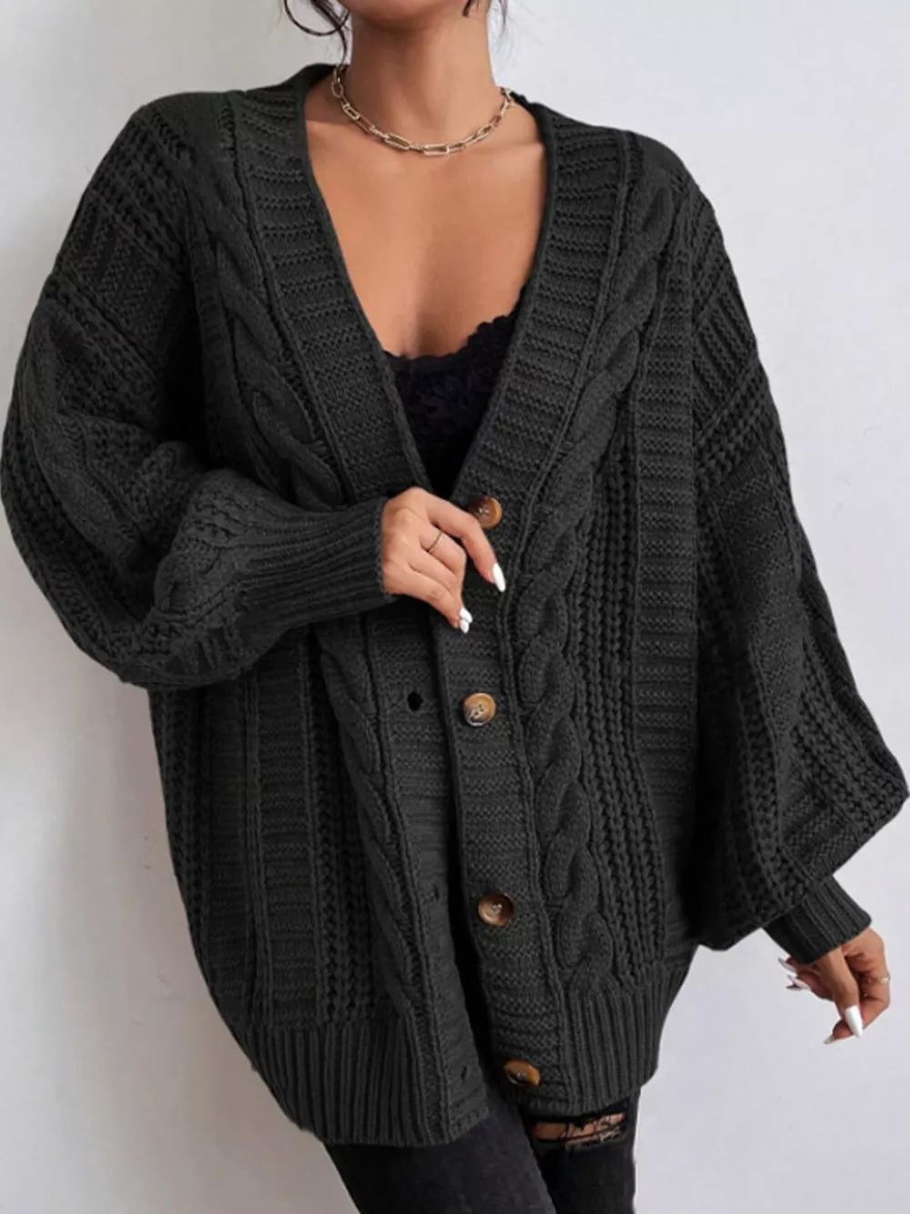 Cable Knit Button-Down Cardigan, image 18