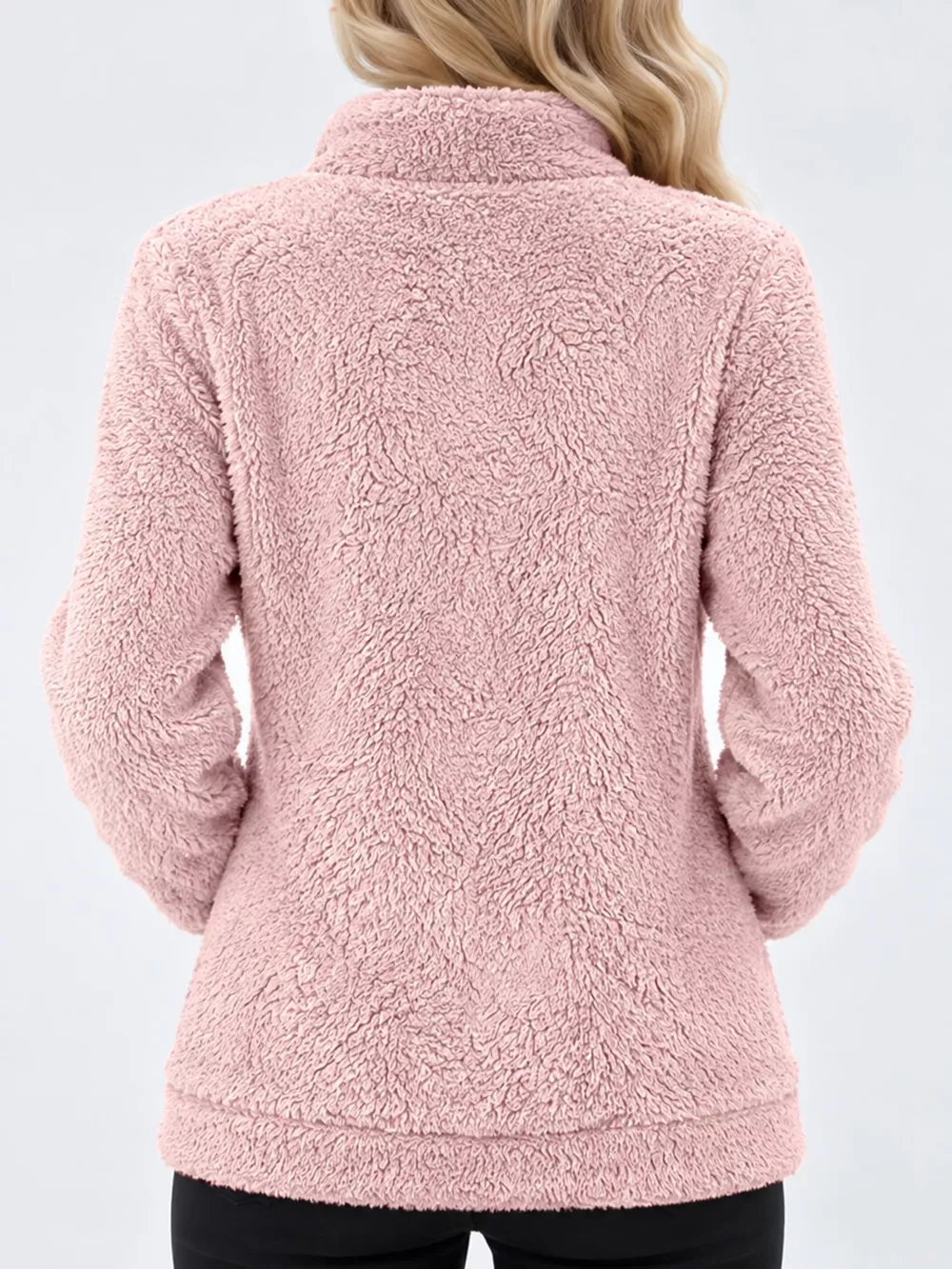 Full Size Fleece Zip-Up Jacket with Contrast Trim Plus Size, image 3
