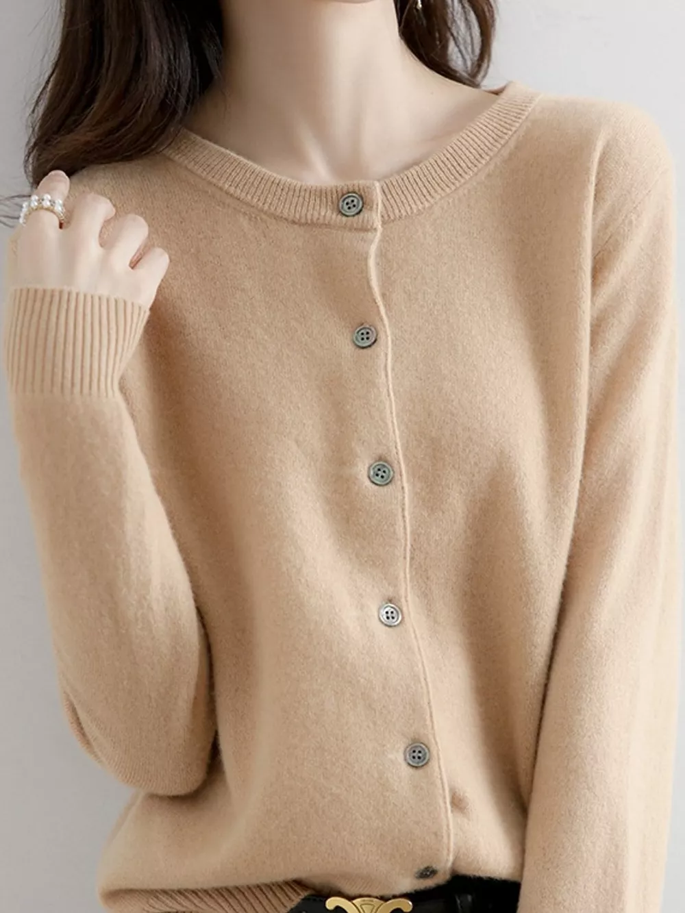 Crew-Neck Button-Down Cardigan, image 20