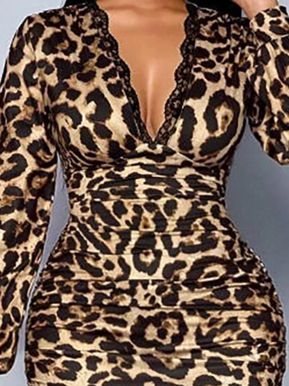 Lace Detail V-Neck Bodycon Midi Dress, image 7