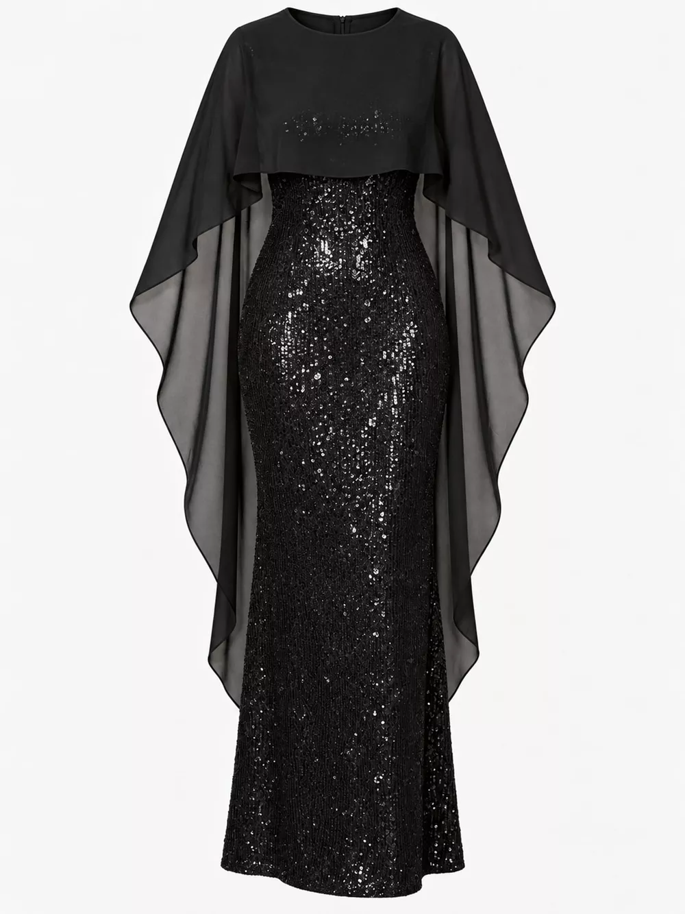 Sequin Cape Overlay Evening Dress, image 13