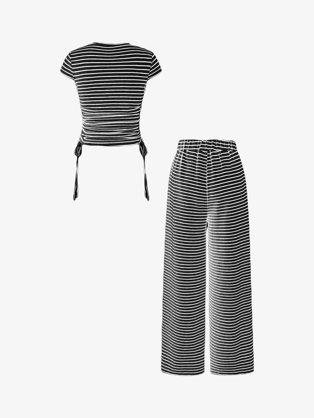 Striped Crop Top and Wide Leg Pants Set, image 7
