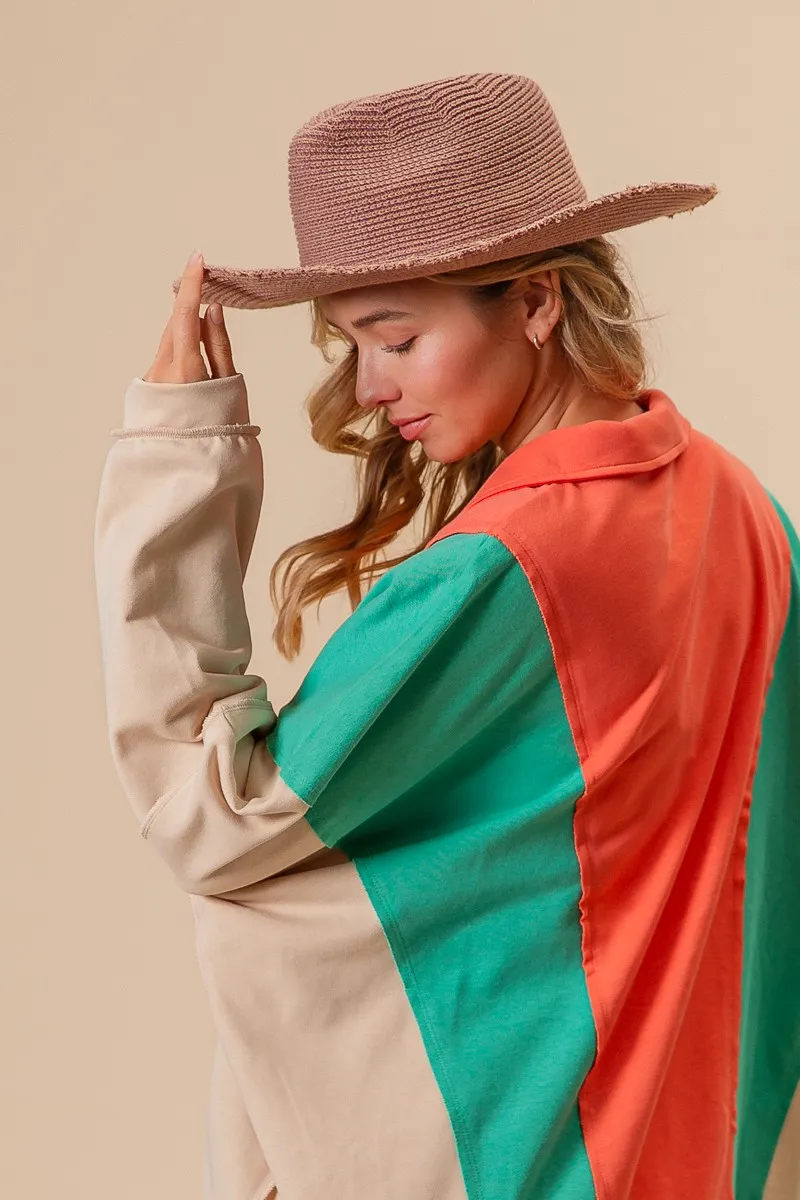 Colorblock Exposed Seam French Terry Sweatshirt, image 16