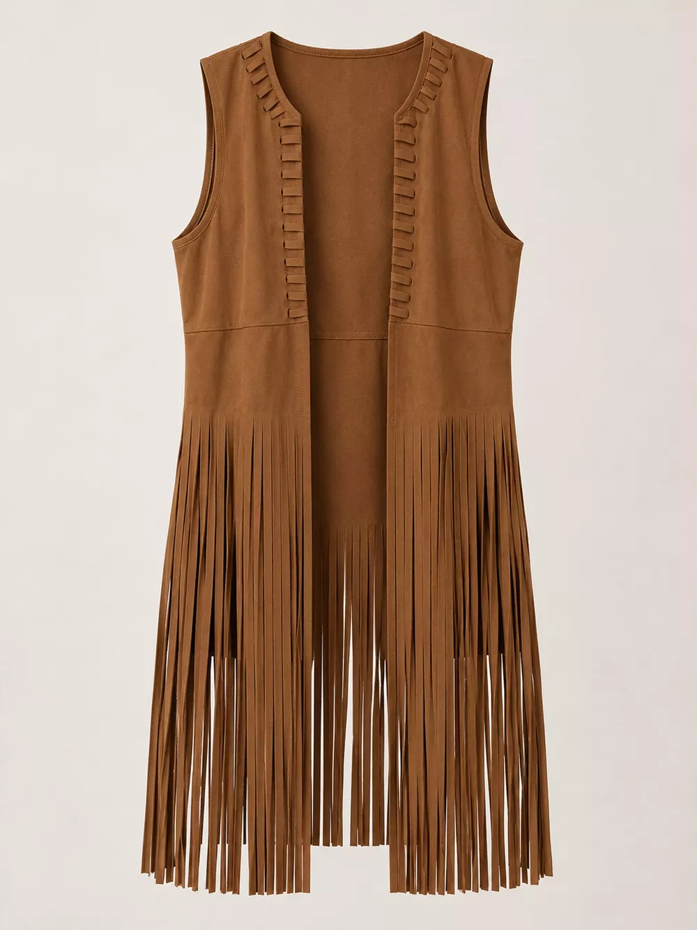 Full Size Fringed Sleeveless Vest Coat Plus Size, image 10