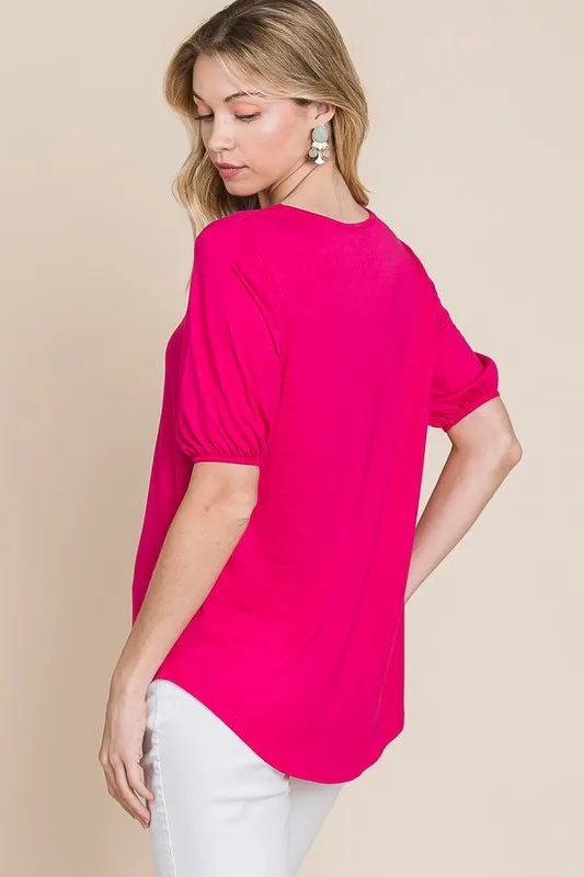Round Neck Puff Sleeve T-Shirt, image 2