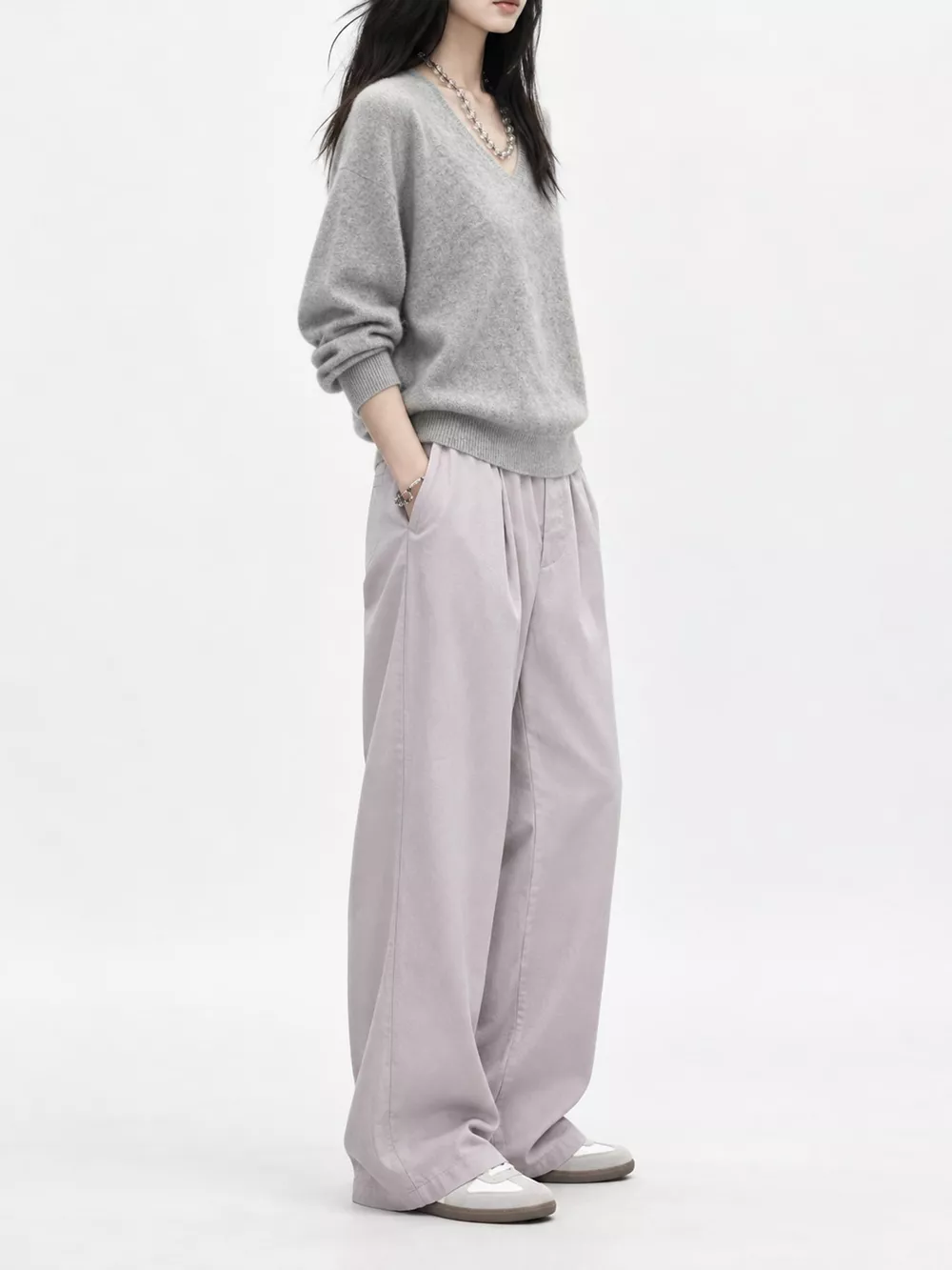 V-Neck Dropped Shoulder Sweater, image 35