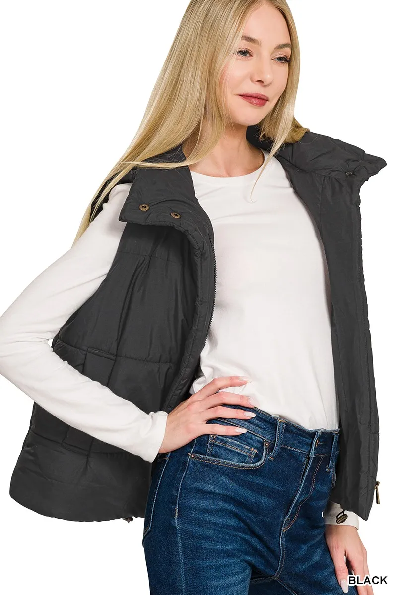 High Neck Zip-Up Vest Coat, image 4