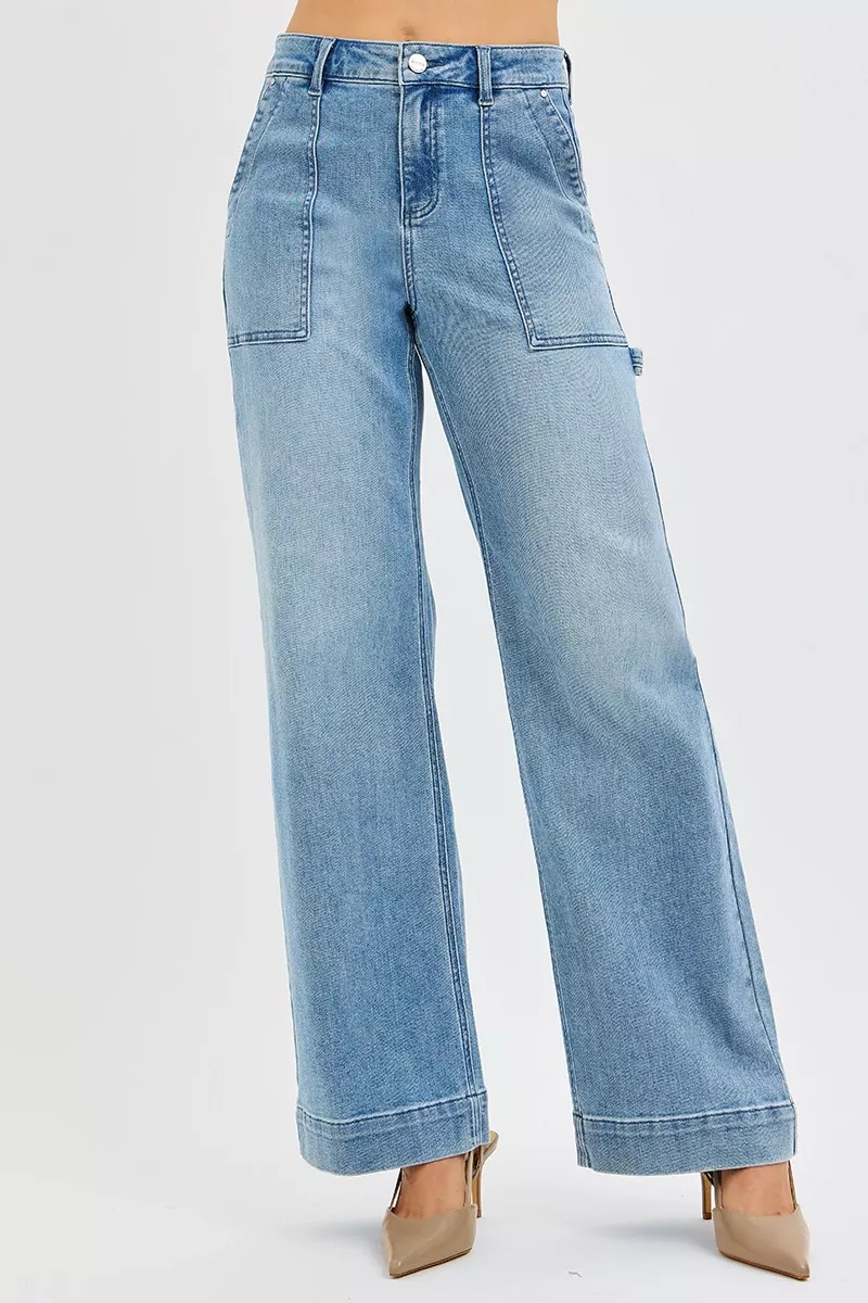 Full Size High Rise Straight Leg Jeans with Front Pockets Plus Size