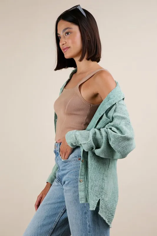 Mineral Washed Gauze Button Down Shirt, image 2