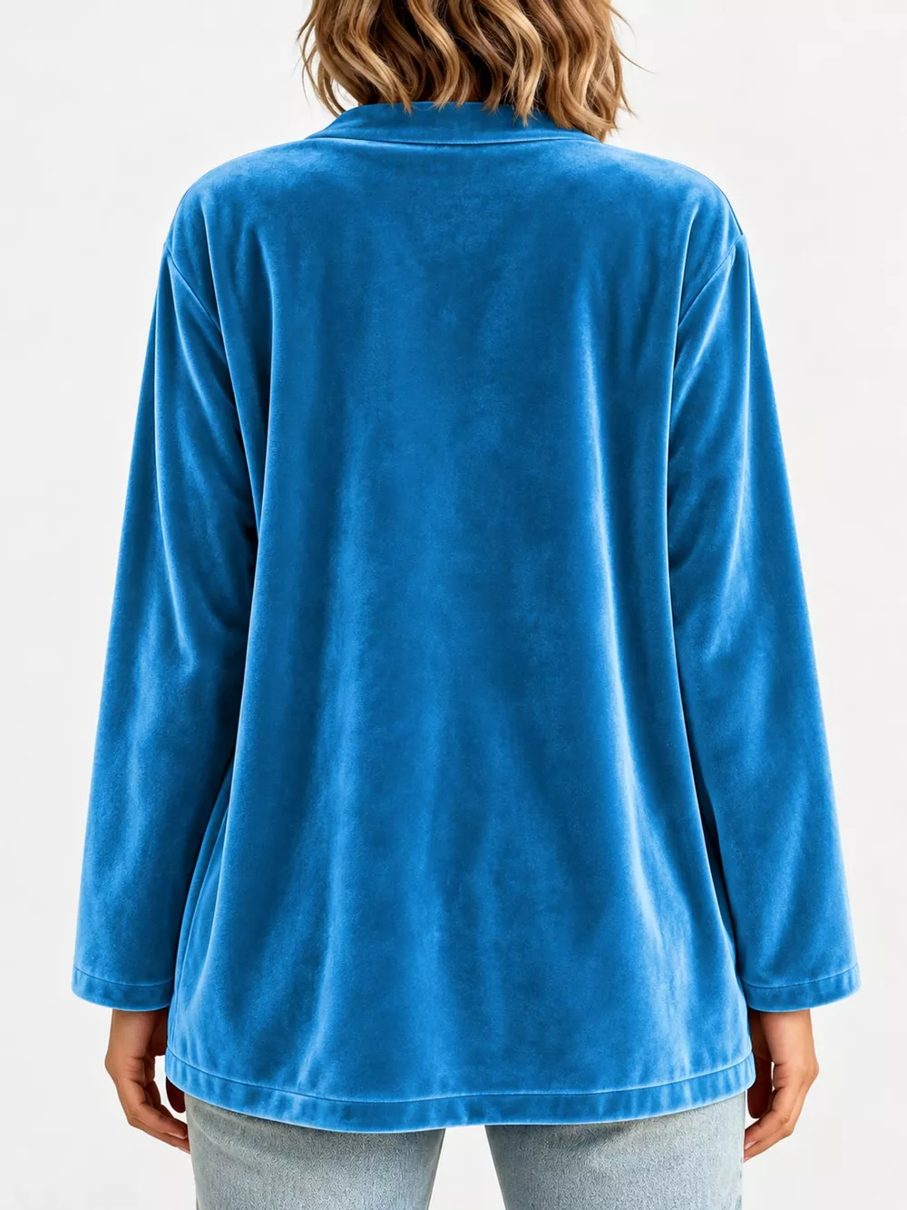 Full Size Velvet Open-Front Cardigan Plus Size, image 10