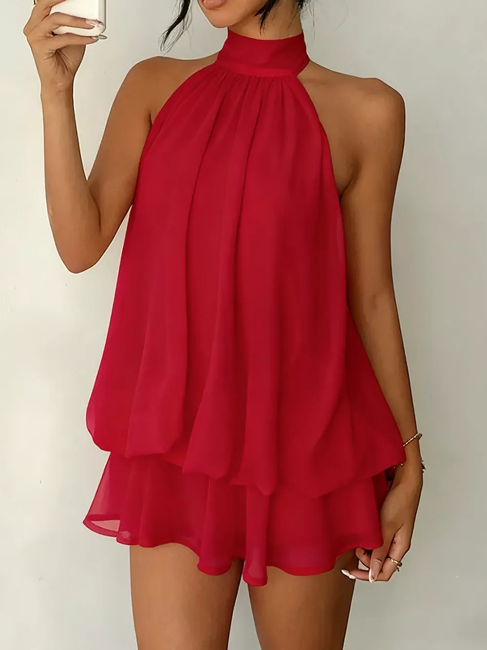 Halter Neck Ruched Mini Dress, image 52