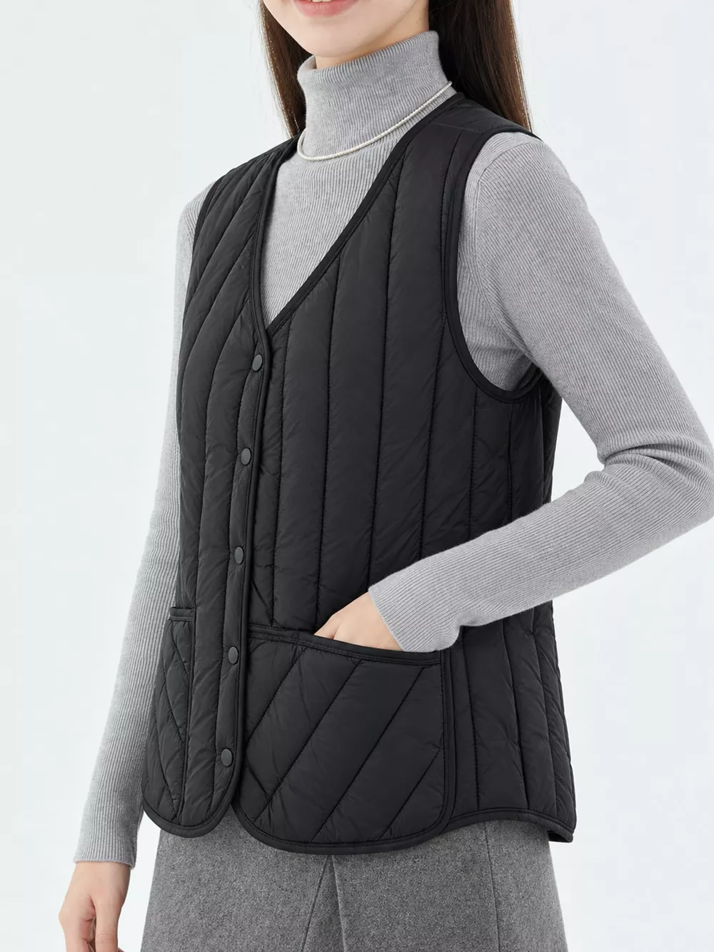 Full Size Quilted Button Up Vest Coat Plus Size, image 40