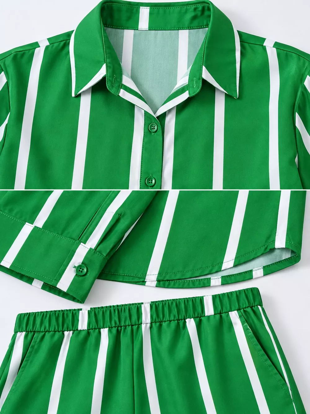 Striped Button-Down Shirt and Wide-Leg Pants Two-Piece Set, image 20