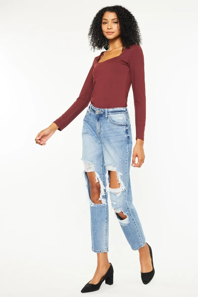 High Rise Distressed Boyfriend Jeans, image 7