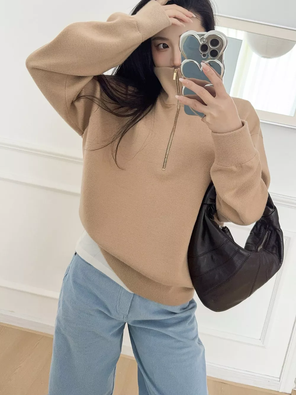 Half-Zip Dropped Shoulder Sweater, image 4