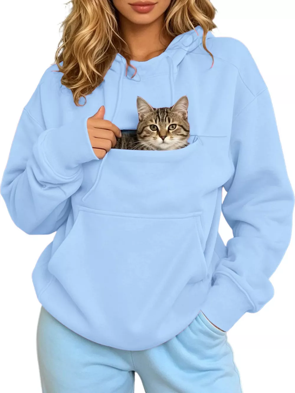 Full Size Cat Pouch Drawstring Hoodie Plus Size, image 19