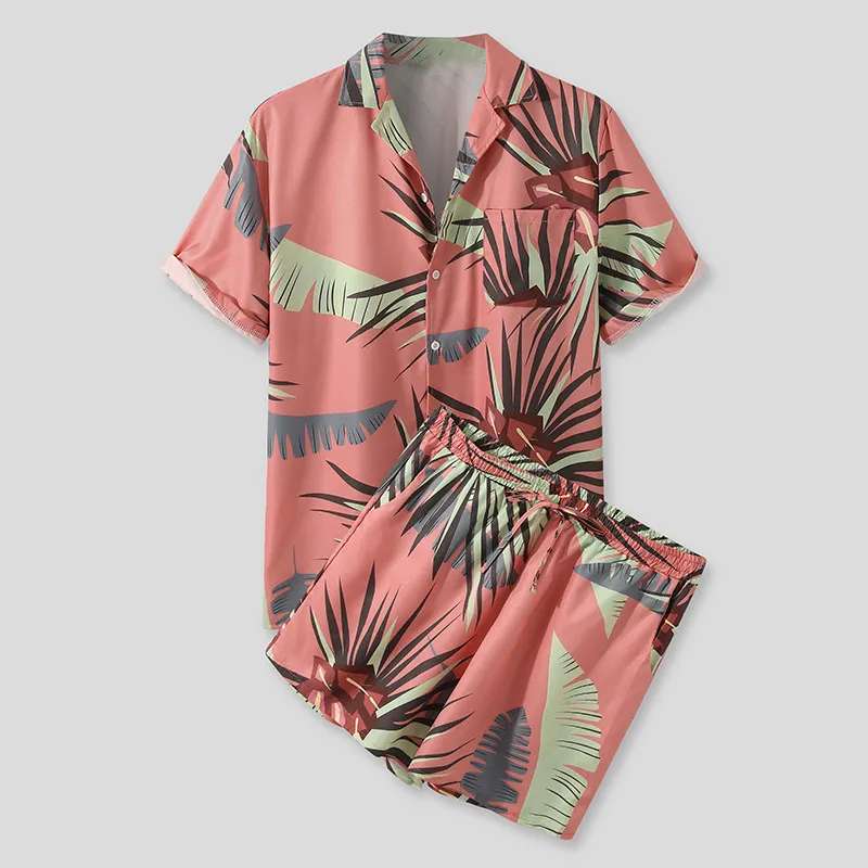 Men's Full Size Button Up Shirt and Shorts Set Plus Size, image 5