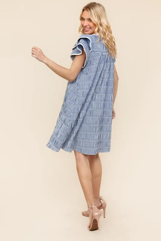 Double Ruffle Sleeve Dress with Side Pockets, image 3