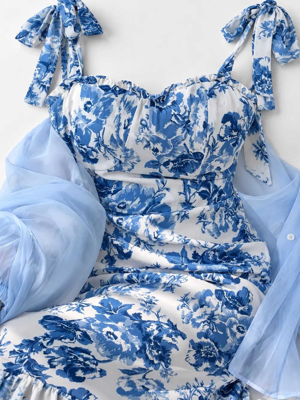 Floral Print Tie-Strap Midi Dress, image 5