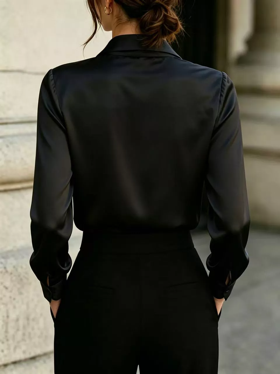 Front Tie Detail Satin Blouse, image 11
