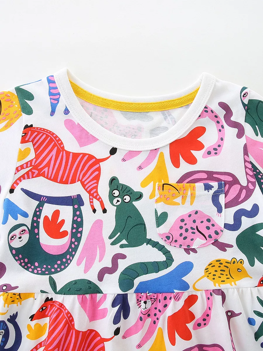 Children's Animal Print Short Sleeve Dress, image 3
