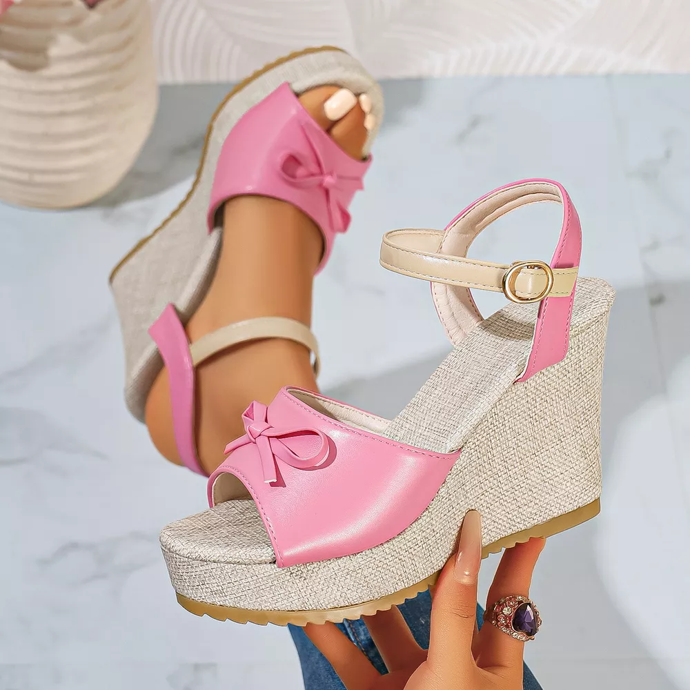 Bow Peep Toe Wedge Sandals, image 9