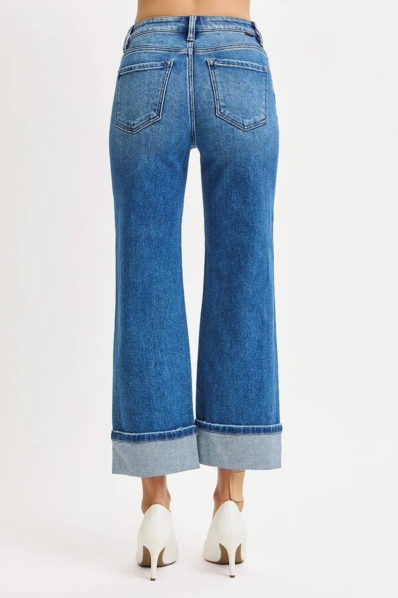 Full Size Mid Rise Crop Straight Cuffed Jeans Plus Size, image 5