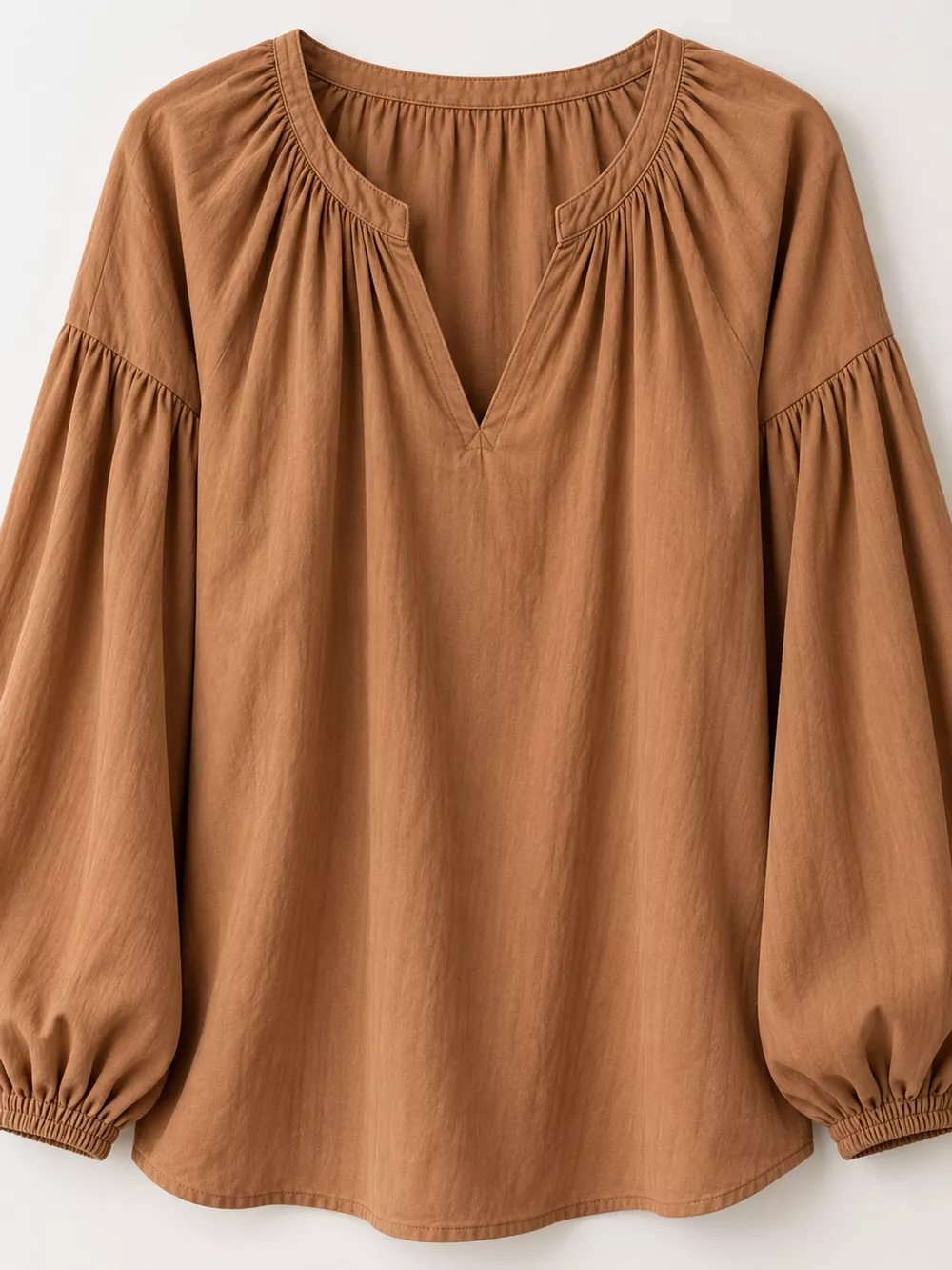 Full Size Notched Balloon Sleeve Blouse Plus Size, image 25