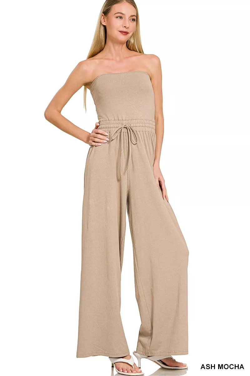 Tube Top Jumpsuit with Drawstring Waist
