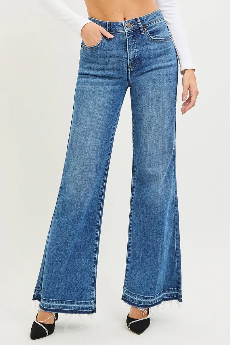 High Rise Wide Leg Jeans With Released Hem, image 5