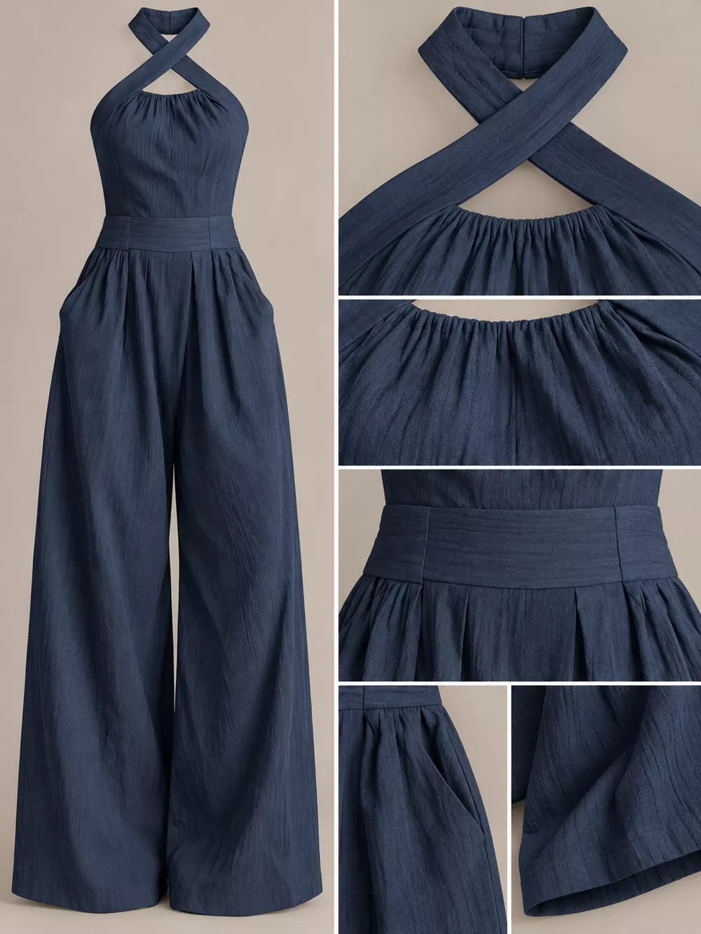 Full Size Halter Neck Wide-Leg Jumpsuit Plus Size, image 15