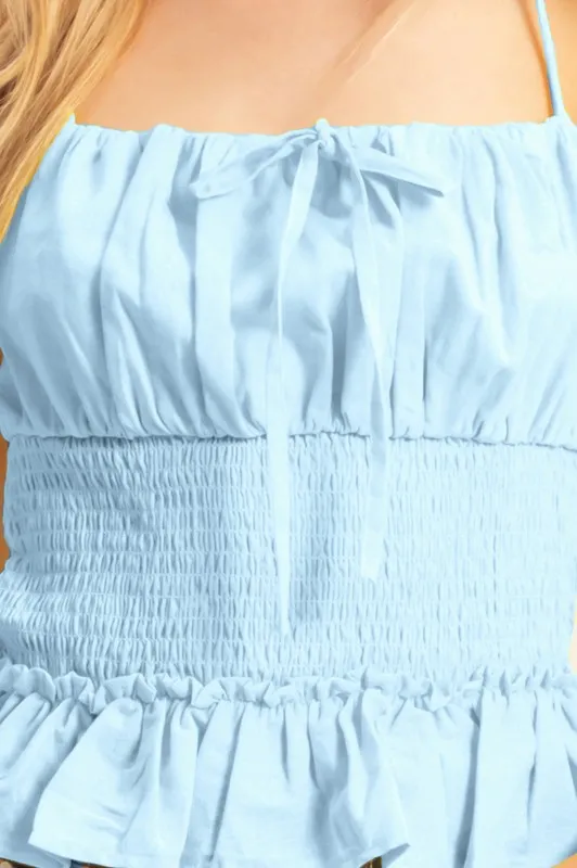 Poplin Smocked Waist Summery Cami Top, image 5
