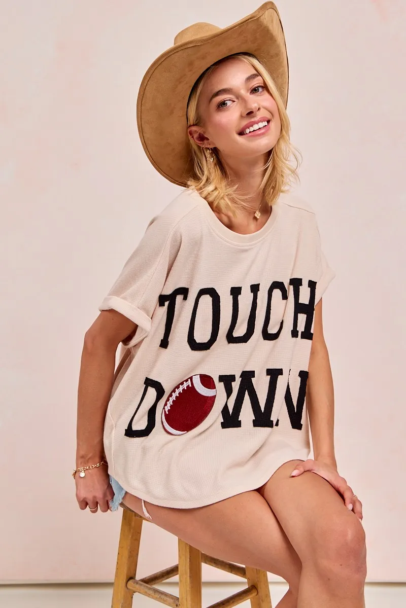 Game Day Touchdown Letter Patches Waffle Short Top, image 6