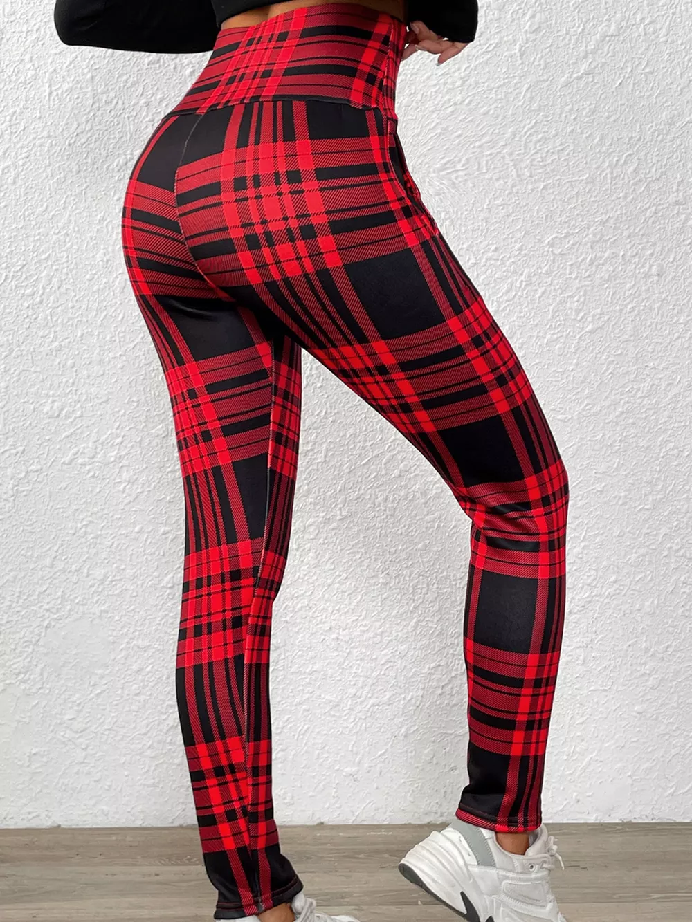 High-Waisted Plaid Slim-Fit Leggings, image 8