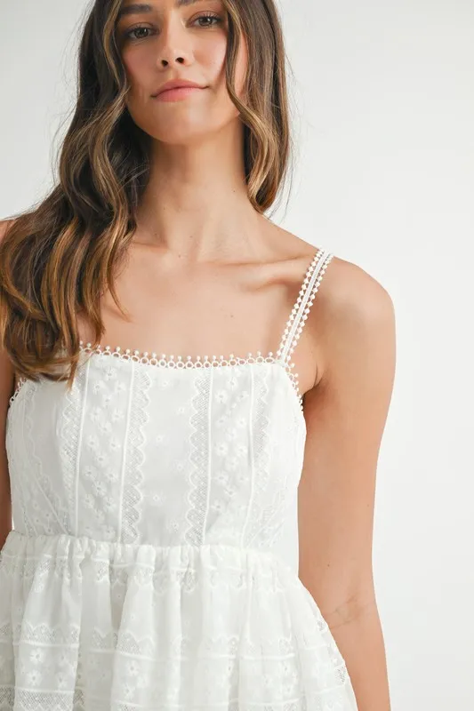 Eyelet Lace Babydoll Mini Cami Dress, image 7