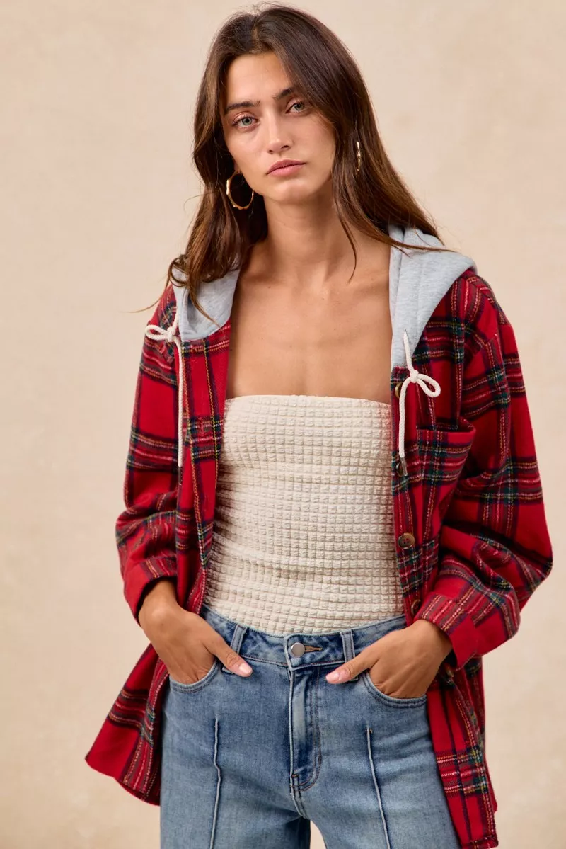 Brushed Plaid Hooded Jacket, image 7