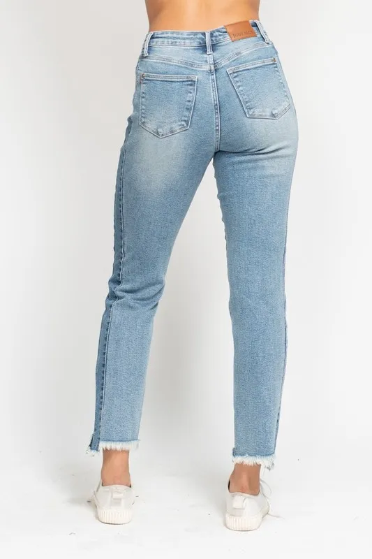 Full Size Vintage Wash Side Panel Detail with Fray Hem Slim Plus Size, image 10