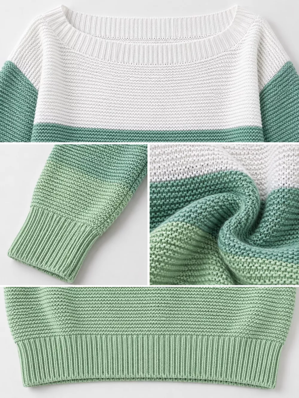 Full Size Color-Block Boat Neck Sweater Plus Size, image 24