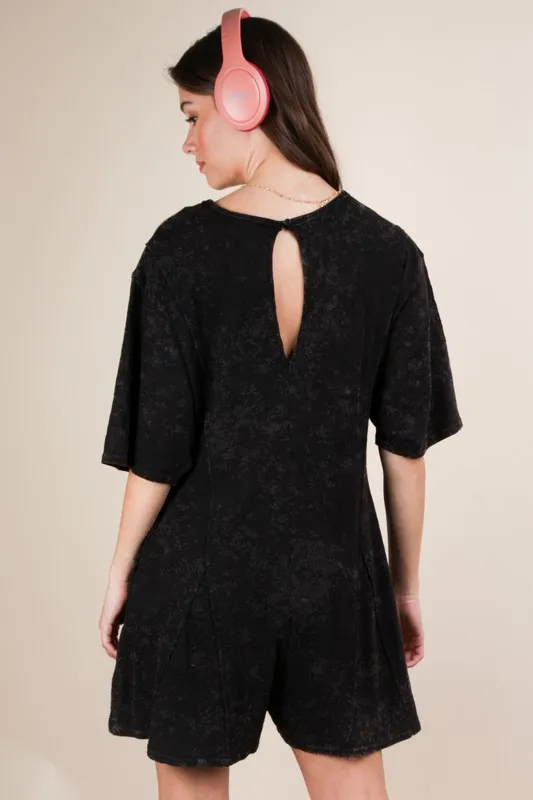 Mineral Washed Oversized Knit Comfy Romper, image 4