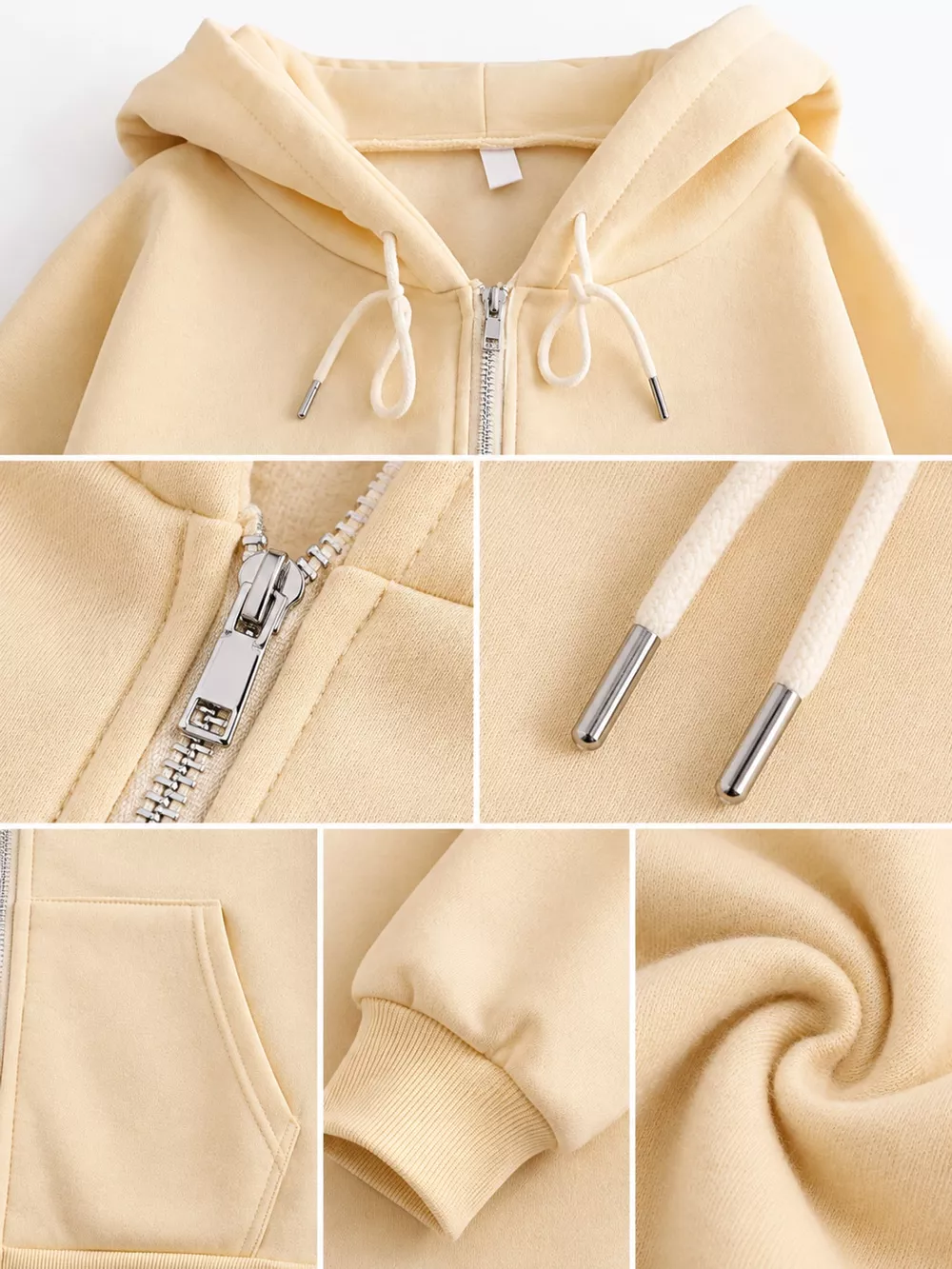 Full Size Oversized Solid Zip-Up Hoodie with Drawstring Plus Size, image 10