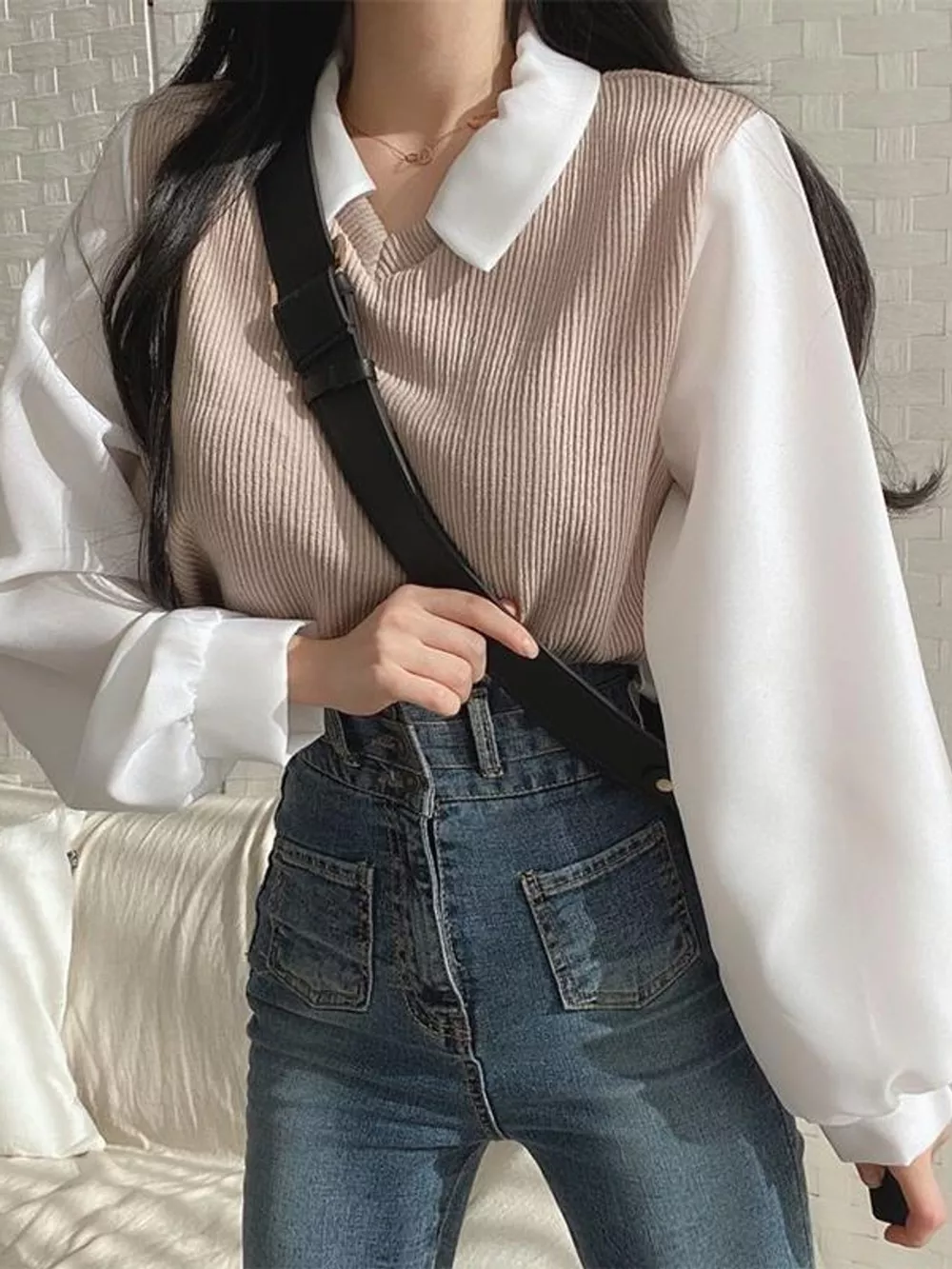 Layered Look Long Sleeve Blouse, image 10