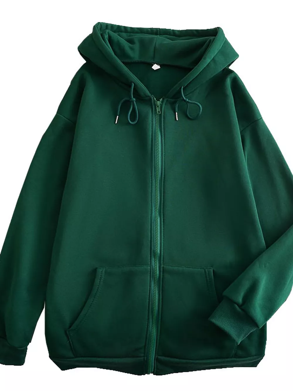 Full Size Oversized Solid Zip-Up Hoodie with Drawstring Plus Size, image 49