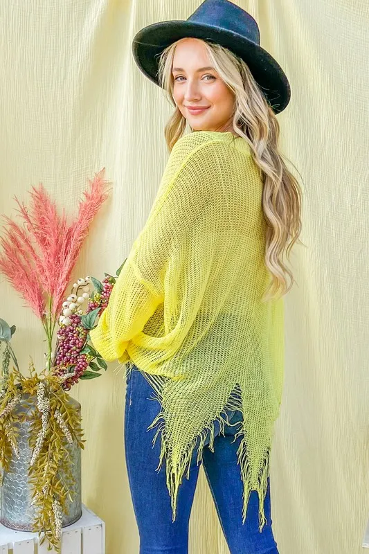 Distressed Mesh V Neck Spring Sweater Cover Up, image 6