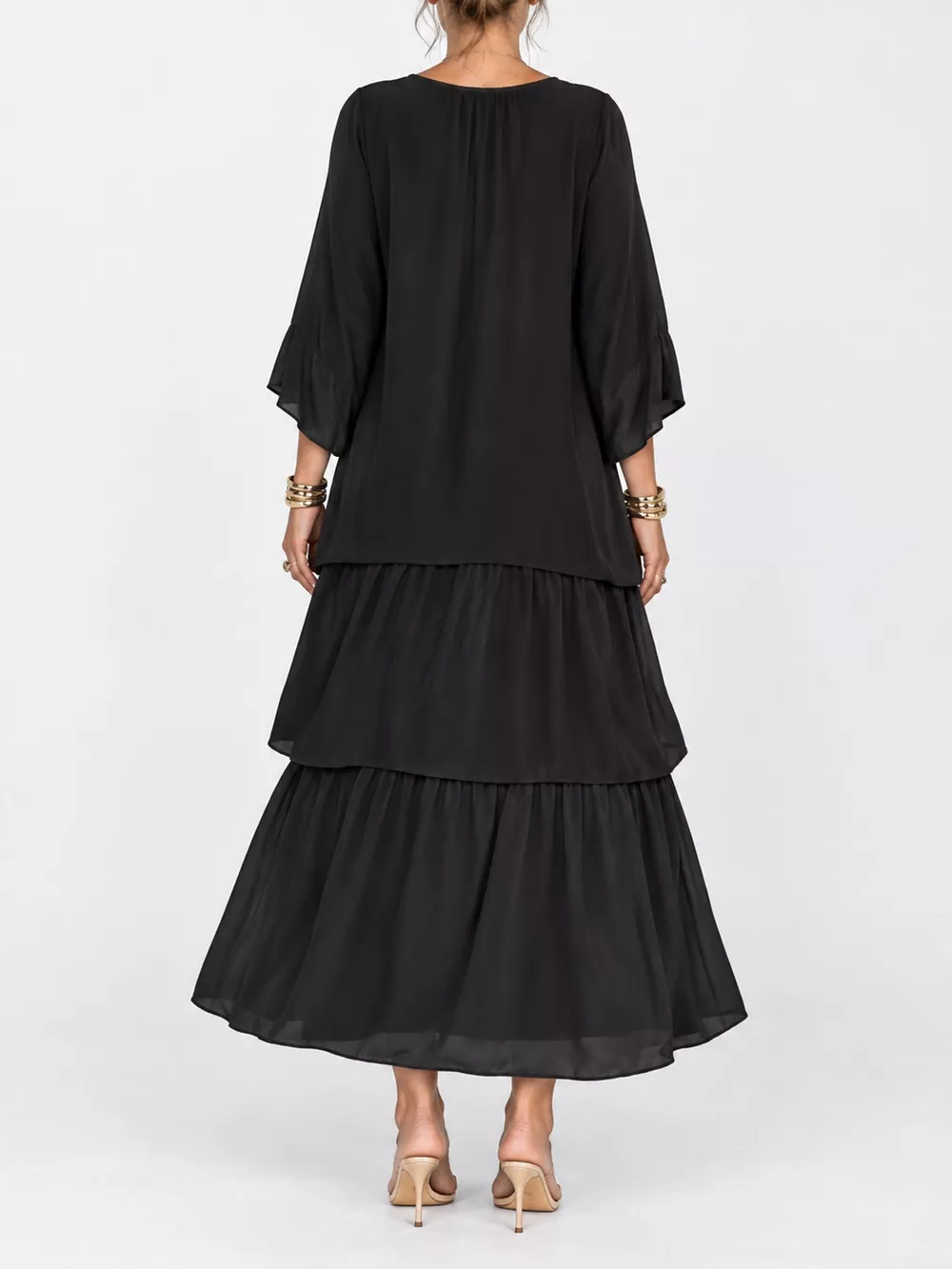 Full Size Layered Batwing Sleeve Maxi Dress Plus Size, image 17